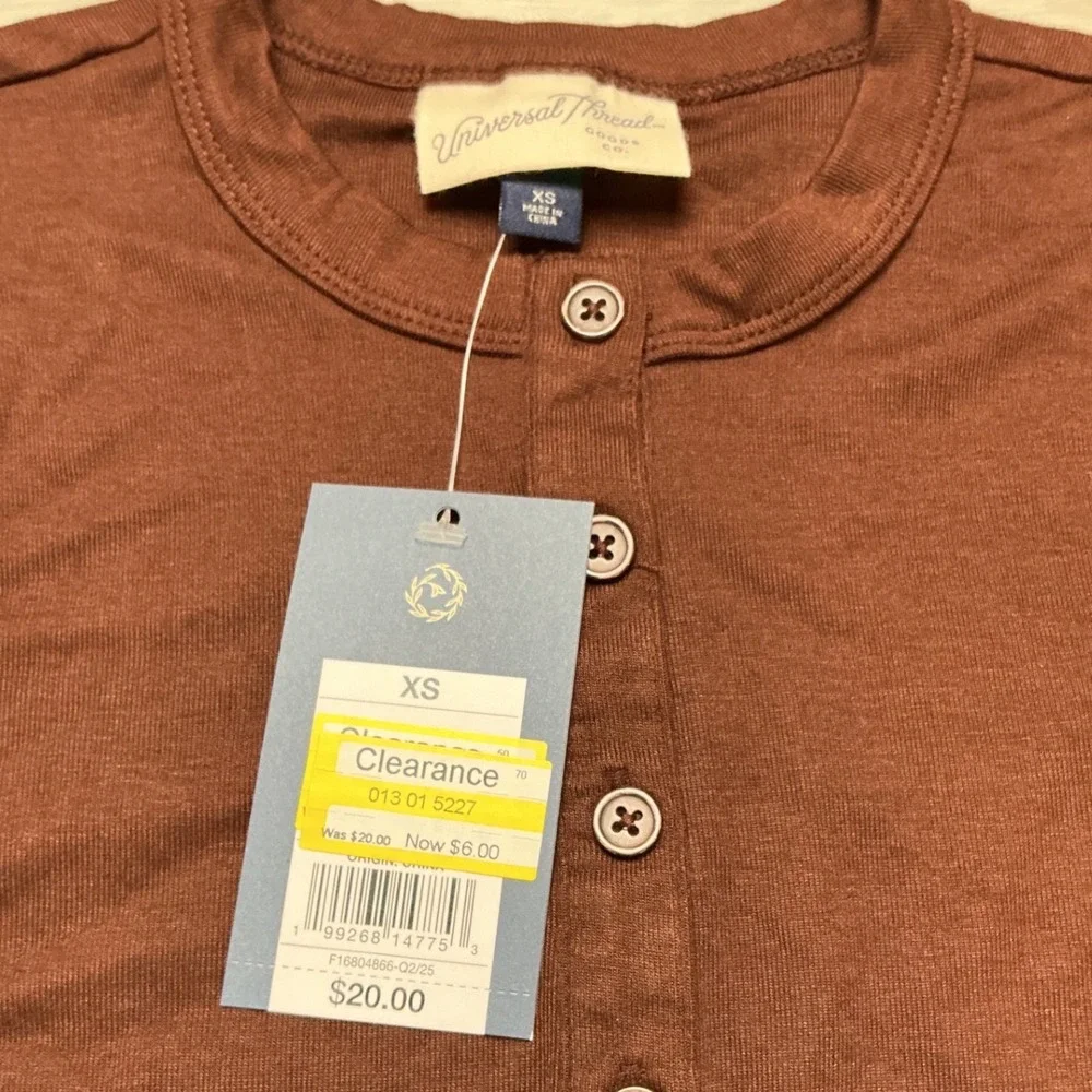 Universal Thread Henley Long Sleeve Top Women XS Brown New With Tags